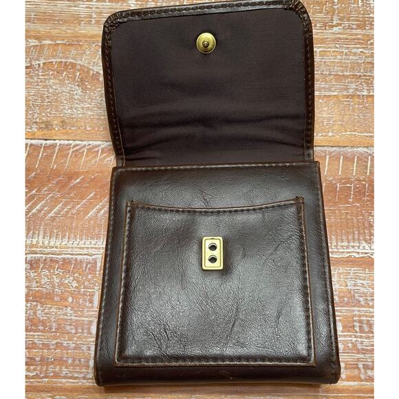 VTG Liz Claiborne Logo Brown Leather Snap Tri-Fold Wallet ID Credit Card Coin - Picture 5 of 14